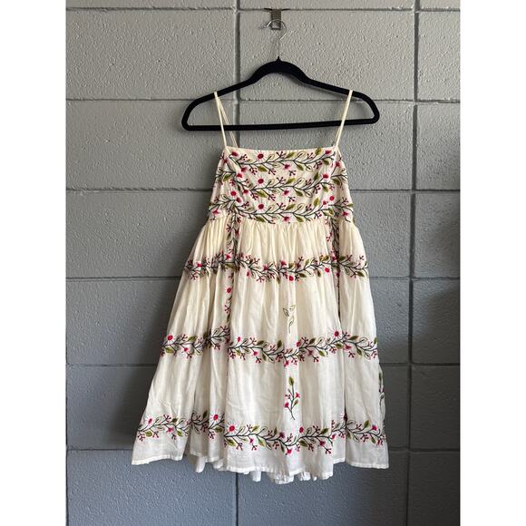 Women's Samant Chauhan Square-Neck Floral Embroidered Mini Dress size M Bohemian - Picture 3 of 5